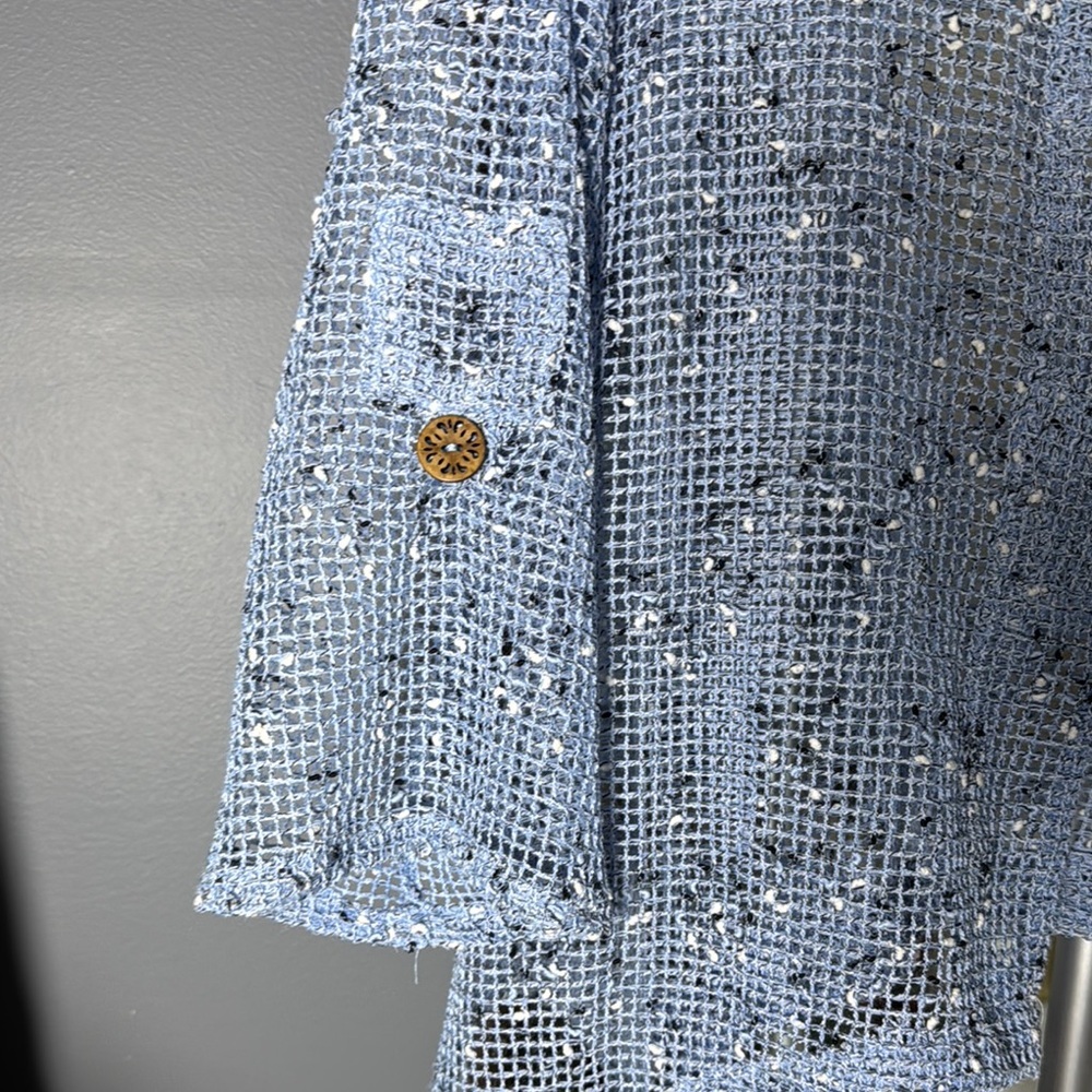 Nina Leonard Blue Asymmetrical 3/4 Sleeve Blouse - Picture 3 of 8